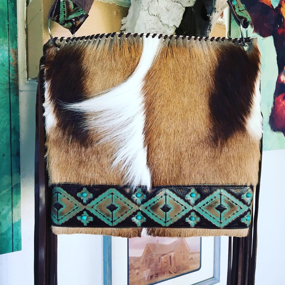 Leather springbok shoulder bag